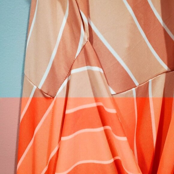 Eloquii Elements Womens Plus Sz 22/24 Peach Wrap Front Maxi Dress Striped Multi - Picture 5 of 12